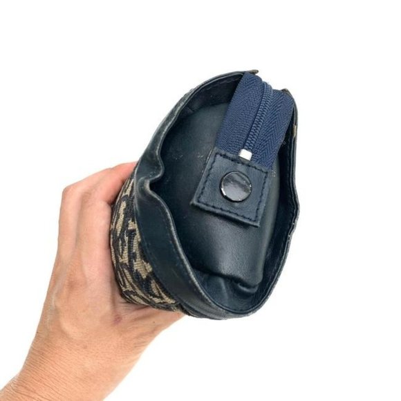 Dior Navy Trotter Print Canvas & Leather Saddle Shape Clutch Cosmetic Bag - Picture 3 of 8